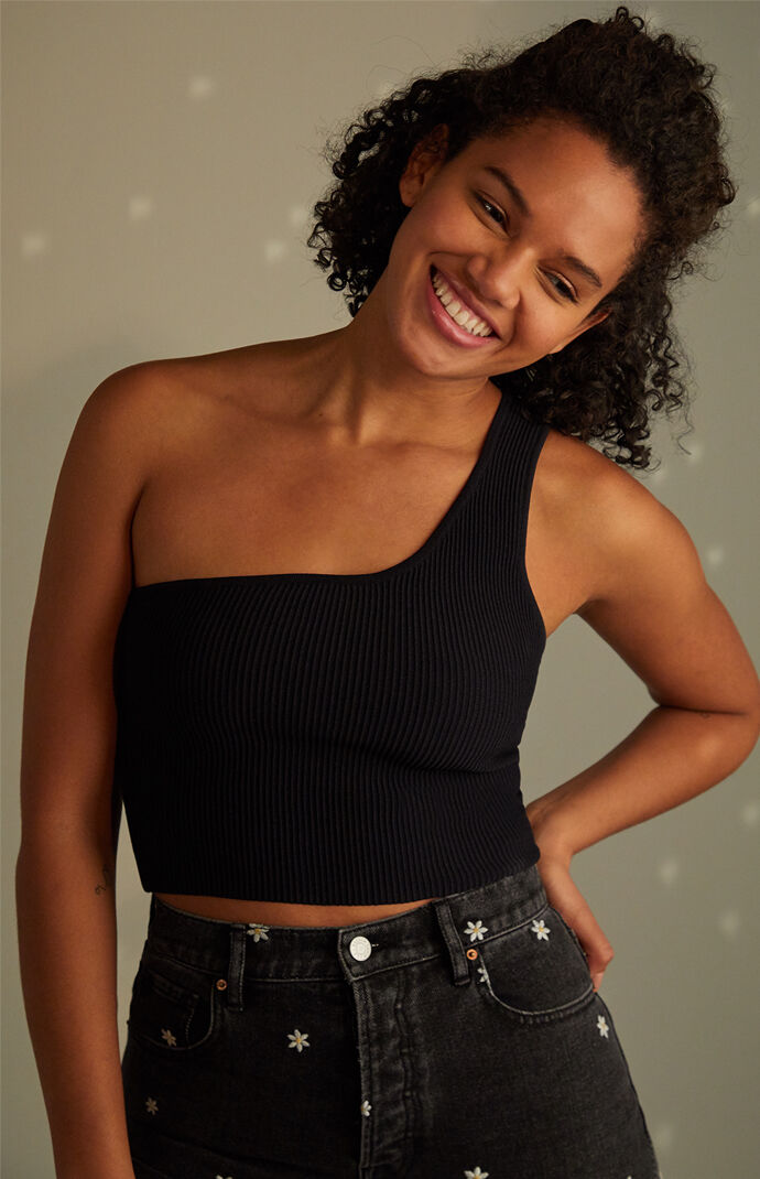 One Shoulder Sweater Tank Top