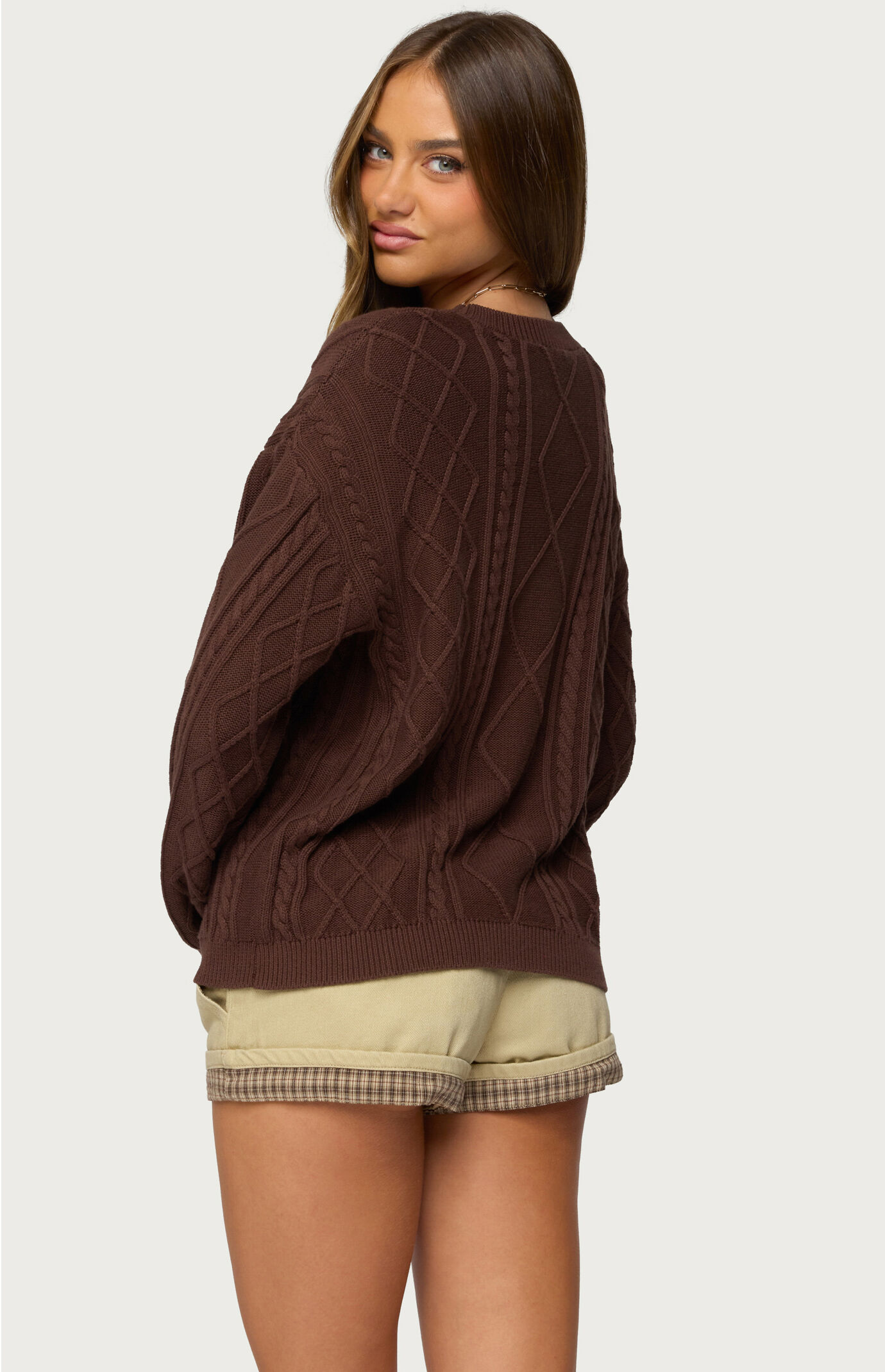 Edikted Jessy Cable Knit Oversized Sweater | PacSun