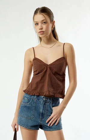 Embroidered Tie Back Babydoll Top image number 2