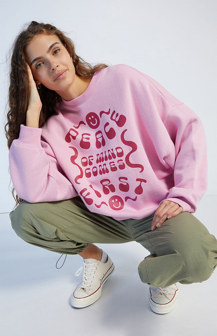 Desert dreamer x smiley peace of store mind happy mind crew neck sweatshirt