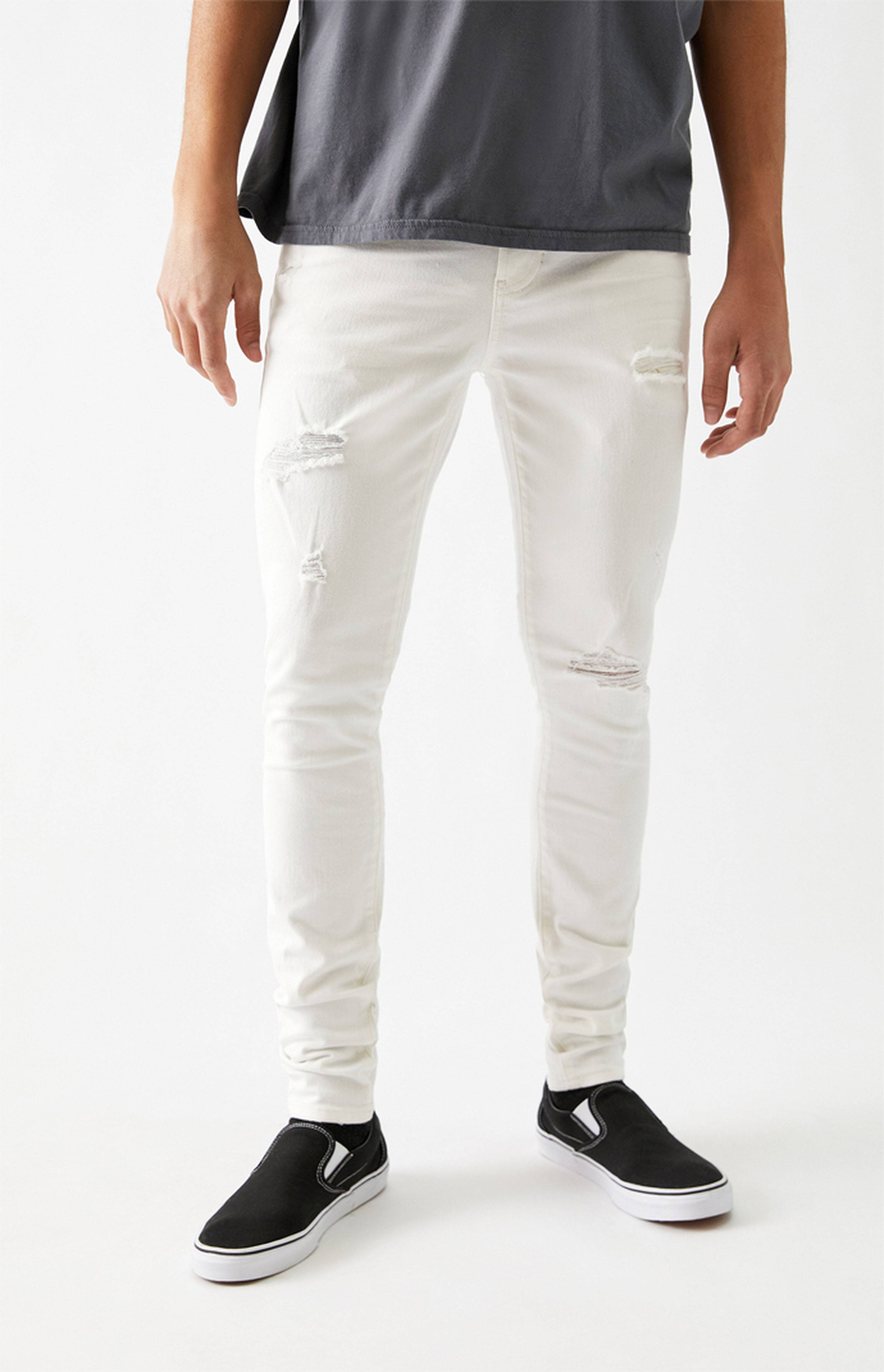 PacSun White Ripped Stacked Skinny Jeans PacSun