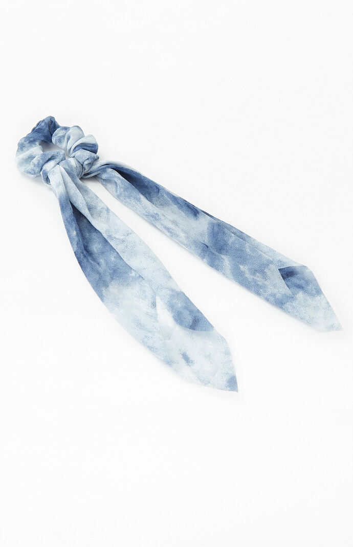 Blue Tie Dye Flowy Scrunchie