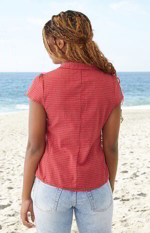 Red Rue Plaid Collared Top image number 3