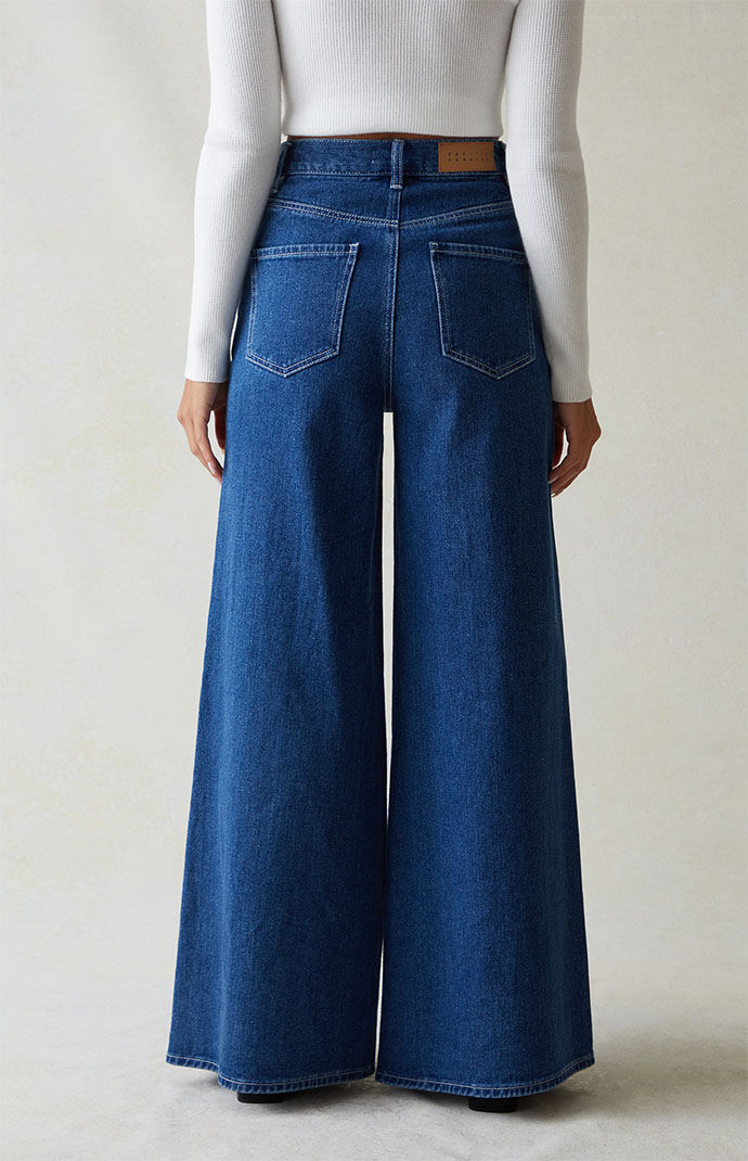 PacSun Dark Blue Extreme Wide Leg Jeans PacSun