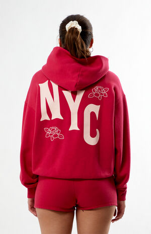 NYC Floral Chainstitched Oversized Hoodie image number 2