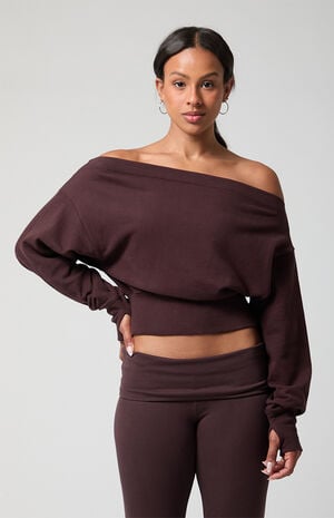 Active French Terry Off-The-Shoulder Sweatshirt image number 2