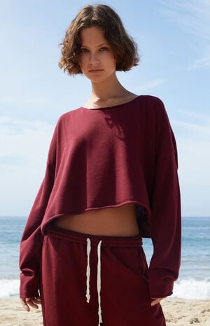Burgundy Cameron Cropped Sweater image number 1