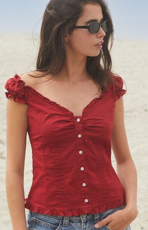 Red Elena Top
