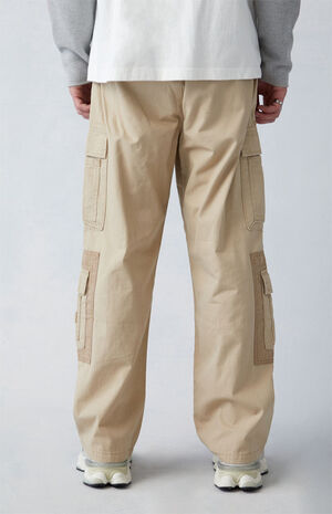 Khaki Canvas Baggy Cargo Pants image number 3