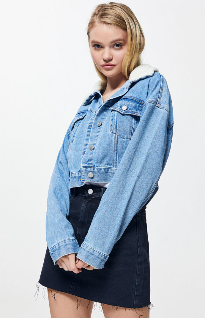pacsun denim sherpa jacket