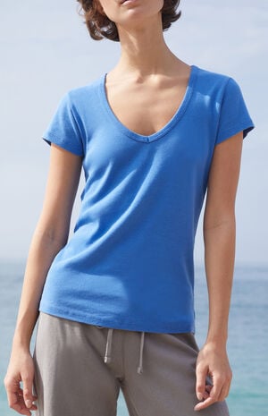 Electric Blue V-Neck Short Sleeve Top image number 2