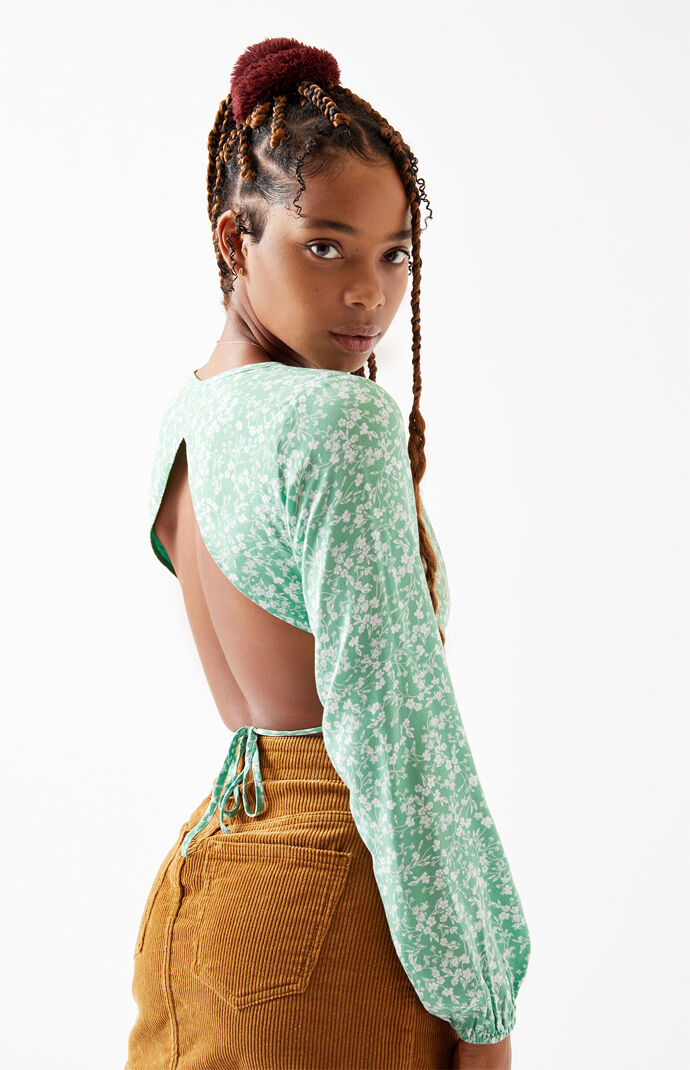 Long Sleeve Tie Back Top