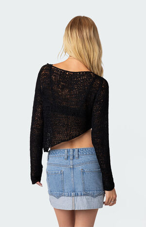Sheer Loose Knit Asymmetric Top image number 5