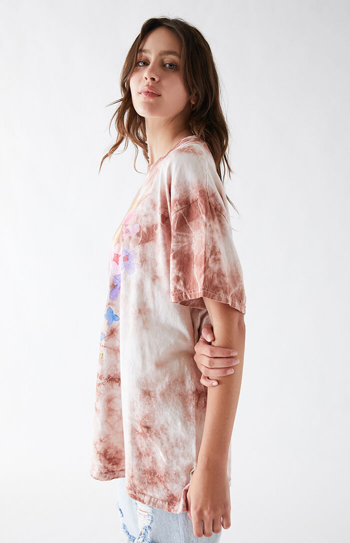 Golden Hour Watercolor Flowers Tie Dye TShirt PacSun