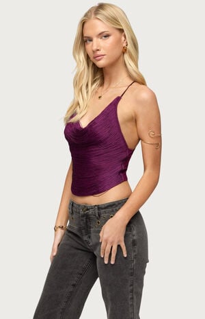 Elenie Fringed Cowl Neck Top image number 2