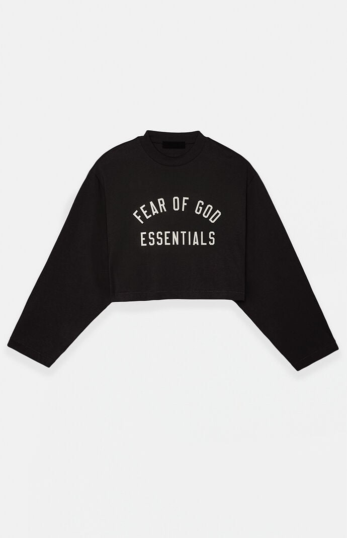 Fear of God Essentials Women's Black Tri-Blend Cropped Long Sleeve