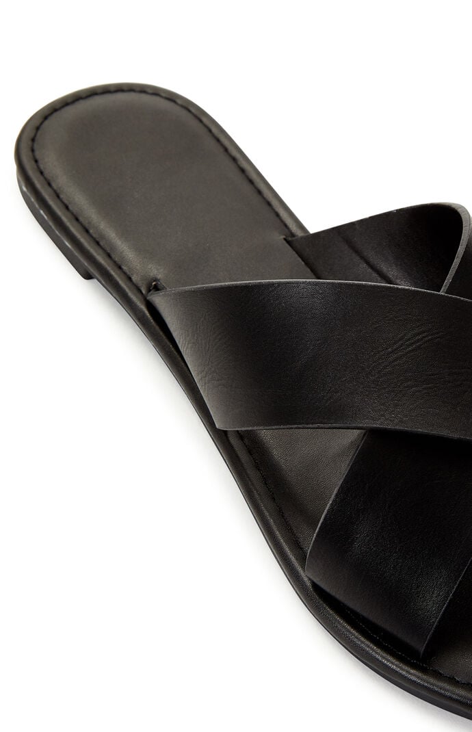 Solid Crisscross Slide Sandals