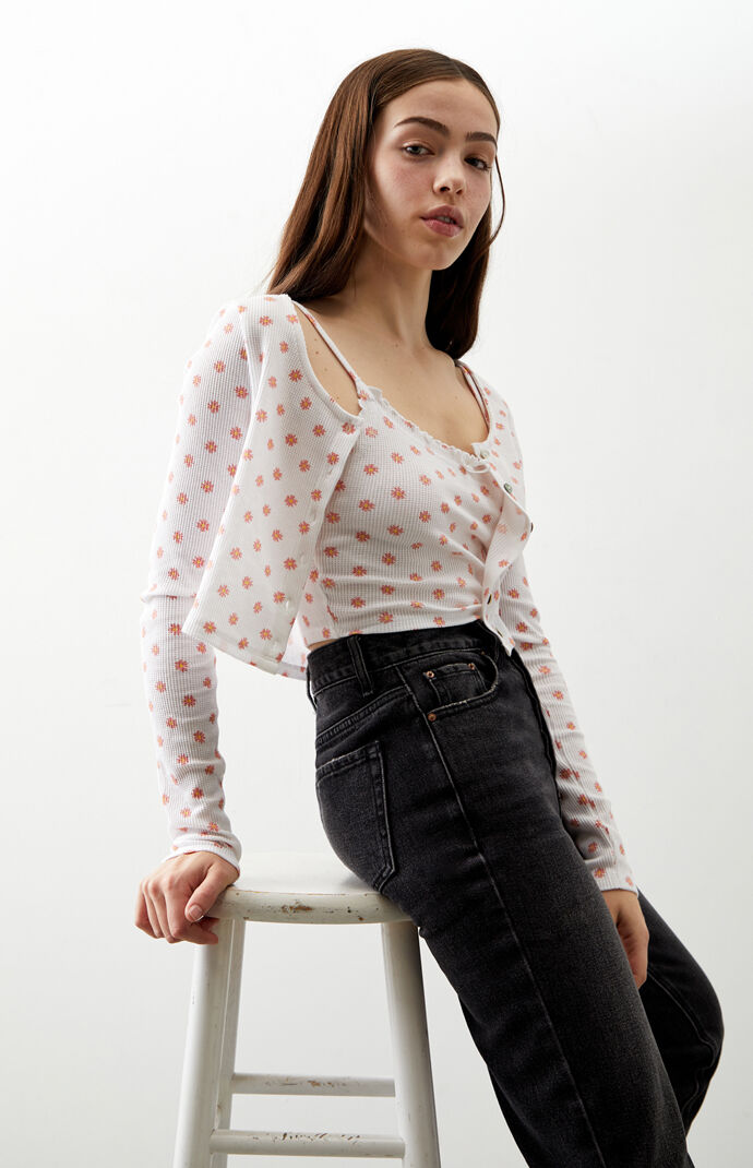Brie Waffle Tank Top & Cardigan Set