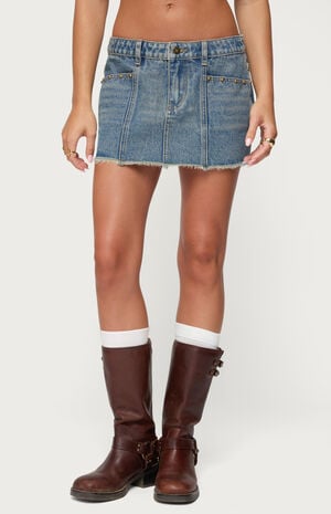 Edikted Keiko Studded Denim Mini Skirt | PacSun