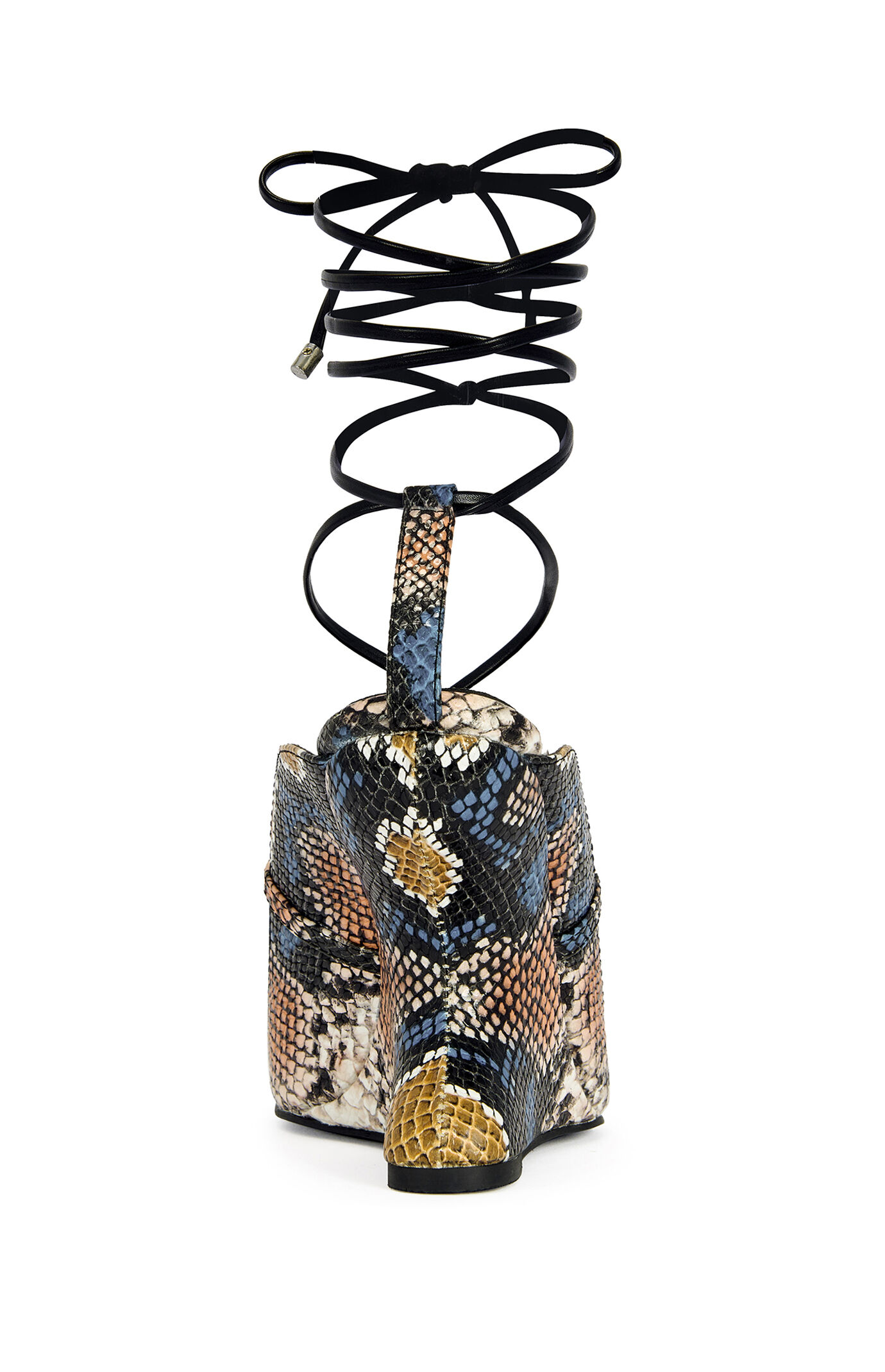 AZALEA WANG Women's Orena Snake Wrap-Around Wedge Sandals