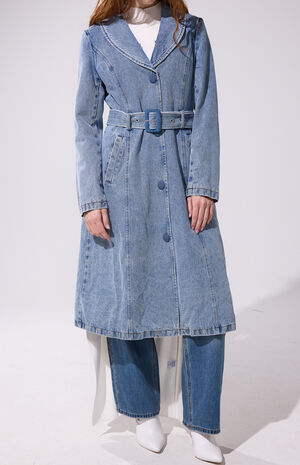 Kaya Denim Faux Fur Trench Coat image number 2