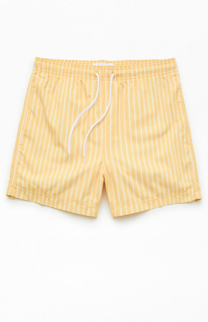Pacsun Yellow Striped 4.5" Swim Trunks