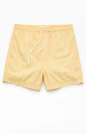Yellow Striped 4.5" Swim Trunks image number 1