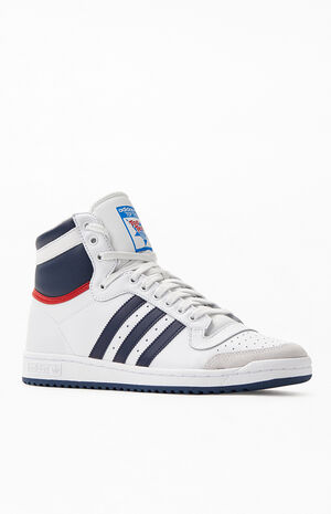 White & Navy Top Ten Hi Shoes image number 1