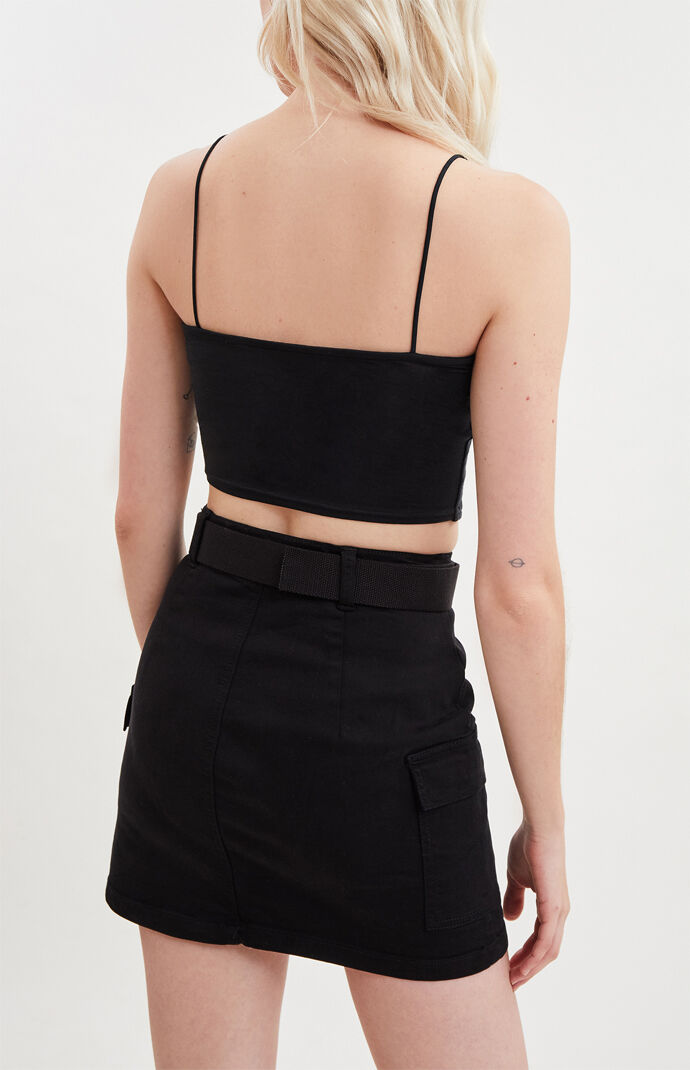 PacSun Black Stretch Belted Cargo Skirt at