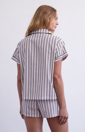 Striped Short Sleeve Pajama Shirt image number 4