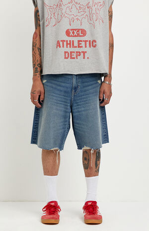 Parker Baggy Jean Shorts Ripped Medium Blue image number 2