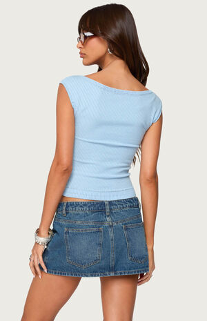 Jarah Pointelle Knit Boat Neck Top image number 3