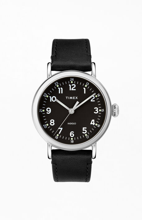 Black Standard Leather Strap Watch