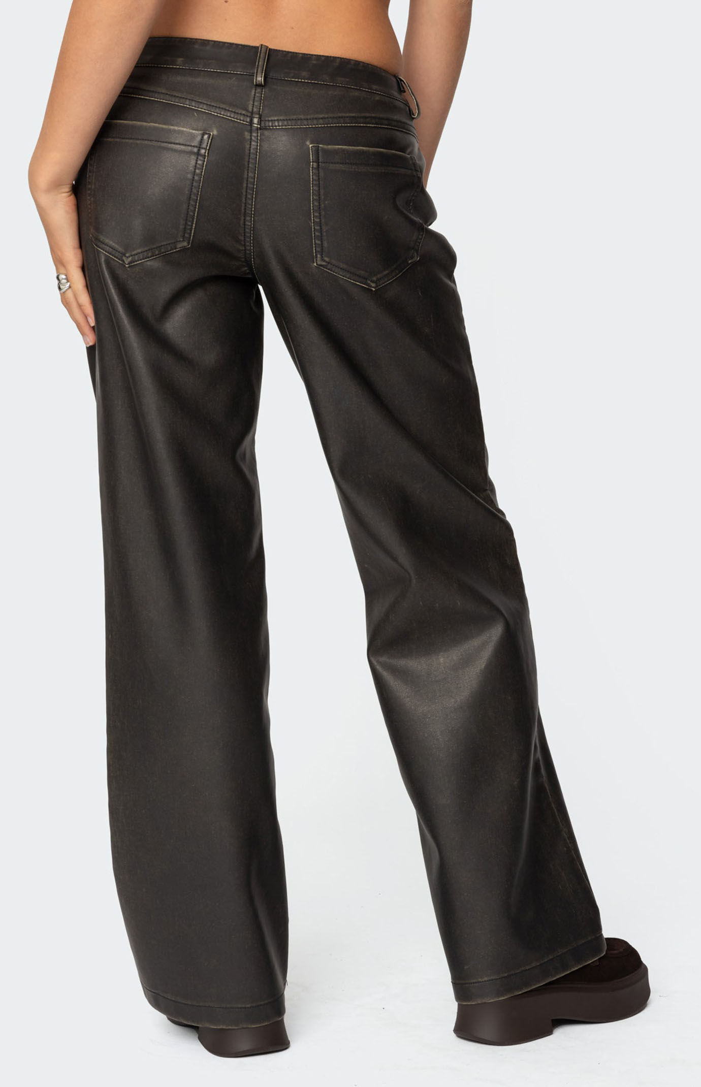 Edikted Vintage Washed Faux Leather Pants | Pacsun