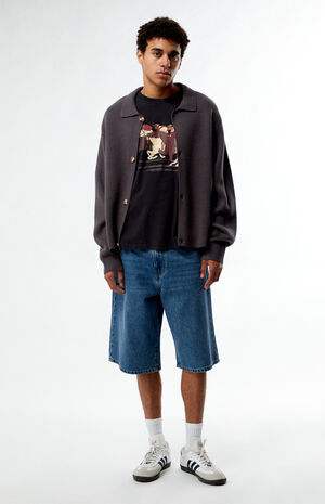 Gray Button Front Polo Sweater image number 4