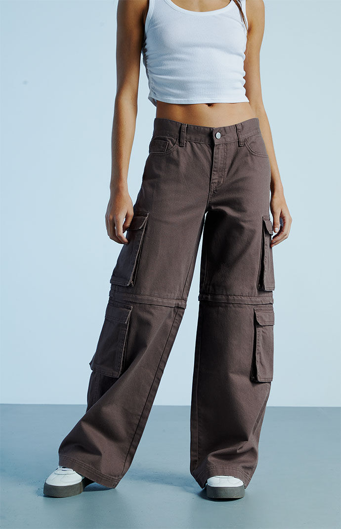 PacSun Brown Zip Off 90s Baggy Cargo Pants PacSun