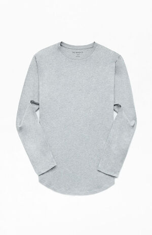 Heather Gray Basic Solid Scallop Long Sleeve T-Shirt image number 1