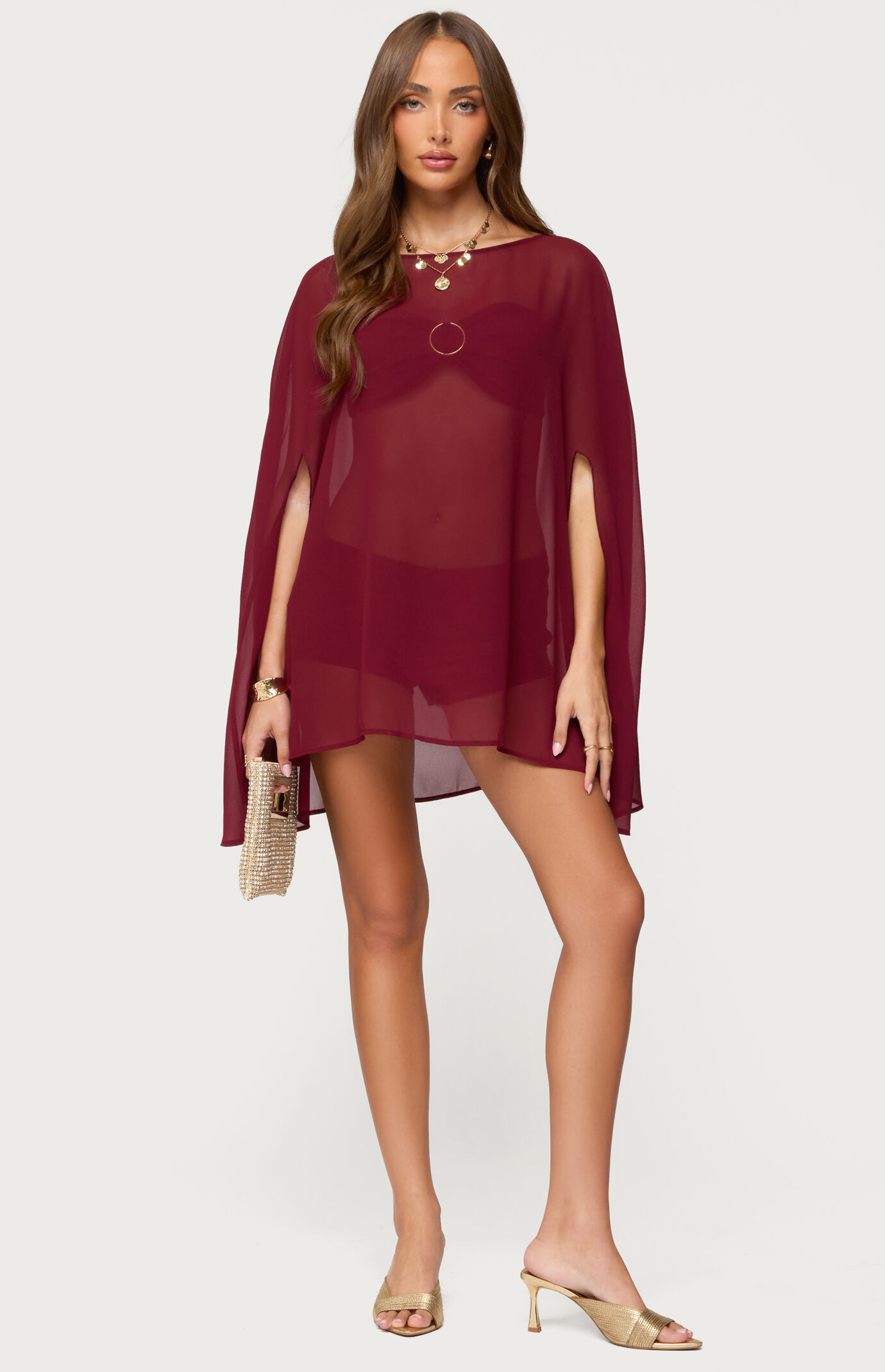 Edikted Mckenzie Sheer Chiffon Poncho