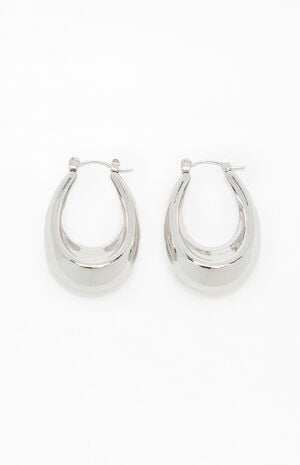 Silver Cleo Oval Hoop Earrings image number 2