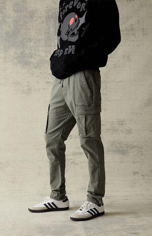 Stretch Canvas Olive Slim Cargo Pants image number 3