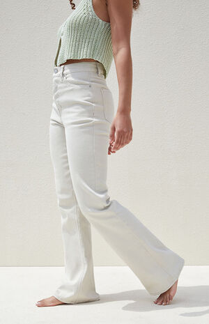 Beige Stretch High Waisted Bootcut Jeans image number 3