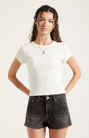 Ivy High Waisted Denim Festival Shorts Contrast Stitch Black image number 2