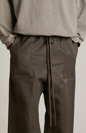 Brown Textured Nylon Utility Pants image number 5