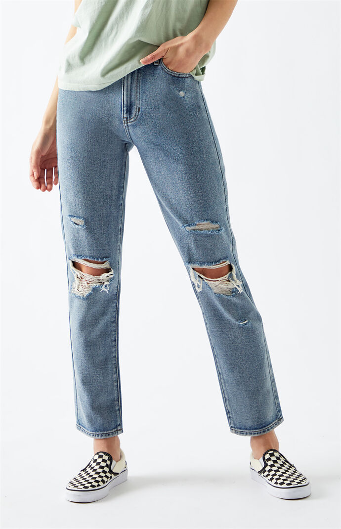 pacsun eco light blue distressed mom jeans