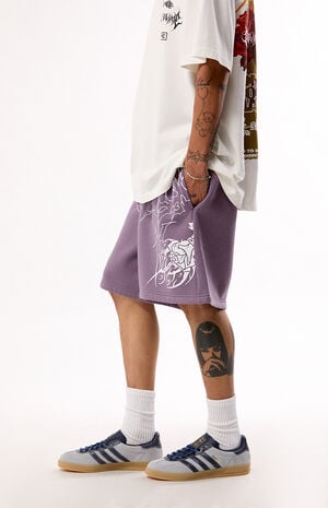 Purple Thorn Of The Stem Sweat Shorts image number 3