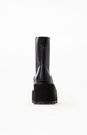 Women's Black Susan Faux Leather Lug Sole Chelsea Boots image number 3