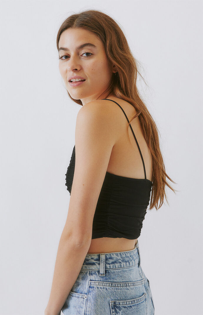 Mesh Gathered Tank Top