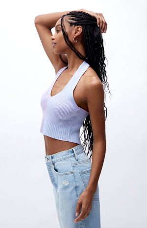 Two Toned Halter Sweater Tank Top image number 1