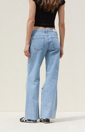 Medium Indigo Low Rise Girlfriend Jeans image number 4