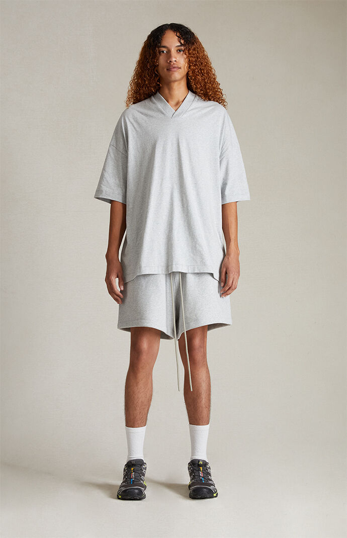 Fear of God Essentials Light Heather Grey V-Neck T-Shirt